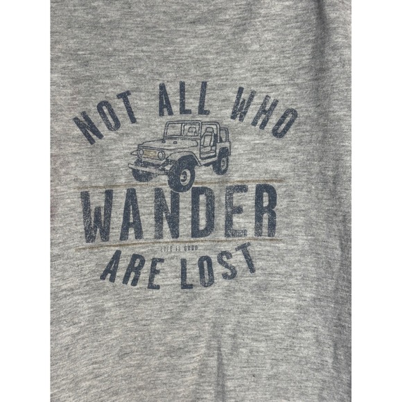 Life is Good Gray "Not All Who Wander Are Lost" Jeep Graphic‎ T-Shirt Size S - Picture 2 of 5